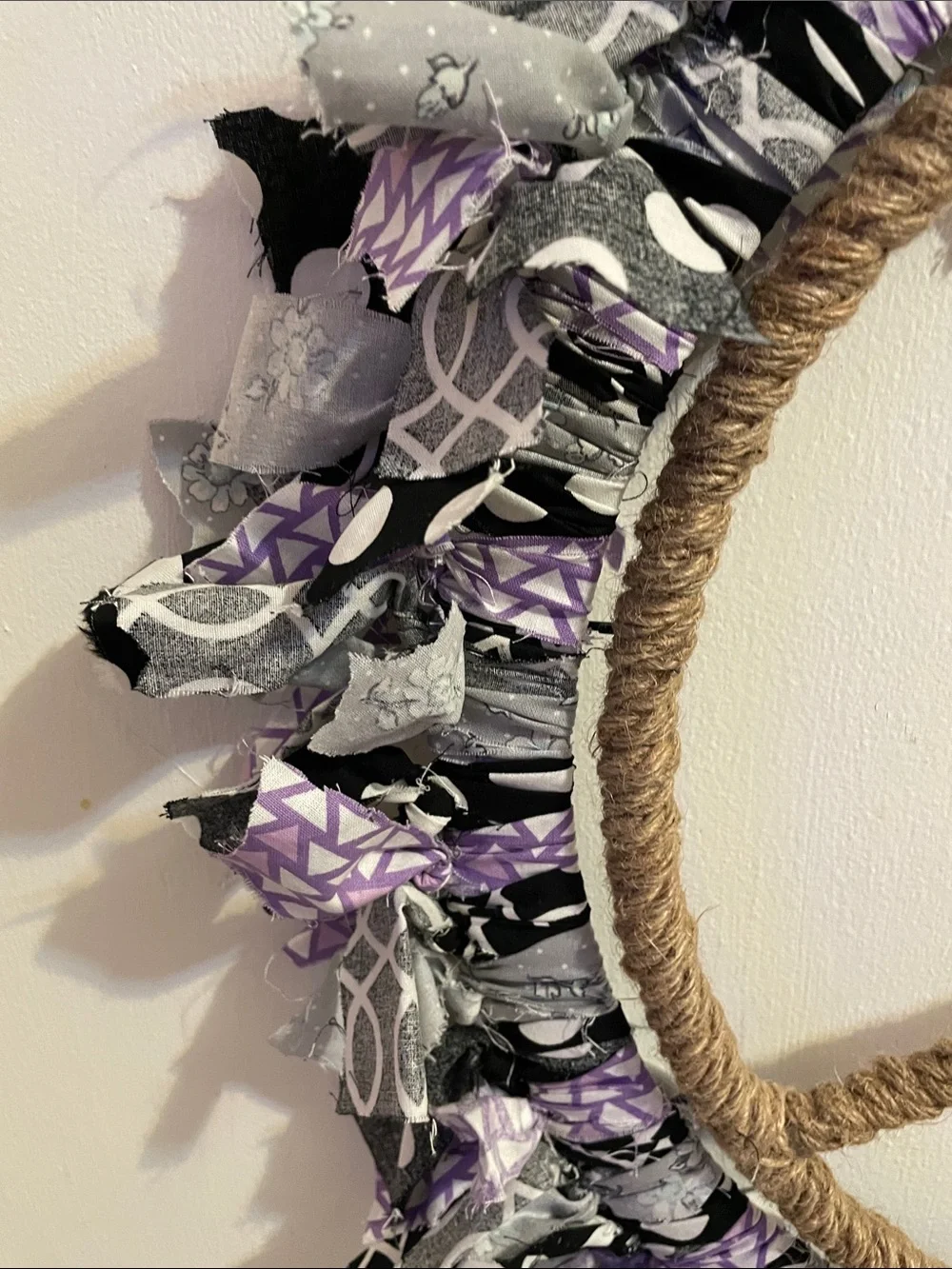 Handmade Purple & Black Peace Sign Rope Wreath